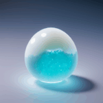 A translucent cyan-coloured complete geode