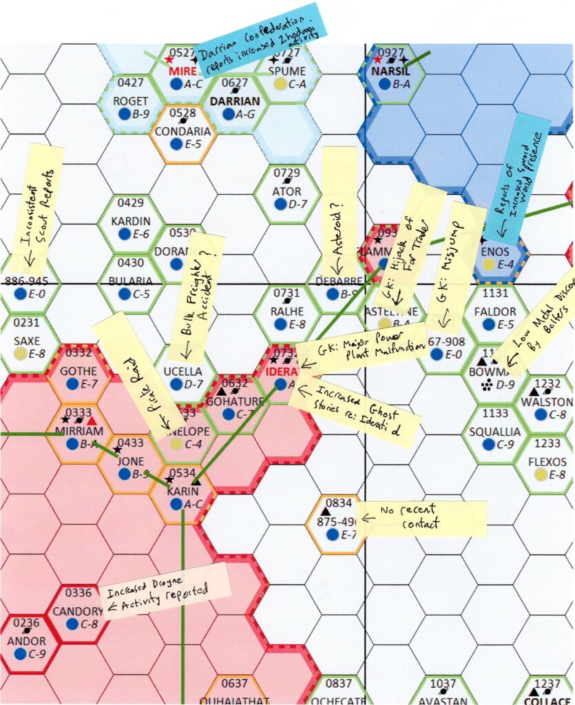 An annotated star map of the area around Iderati